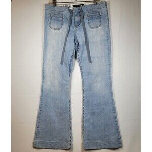 Juicy Couture Jeans Vintage Y2K Women’s 34x30 Made in USA Flare Leg Ribbon Tie